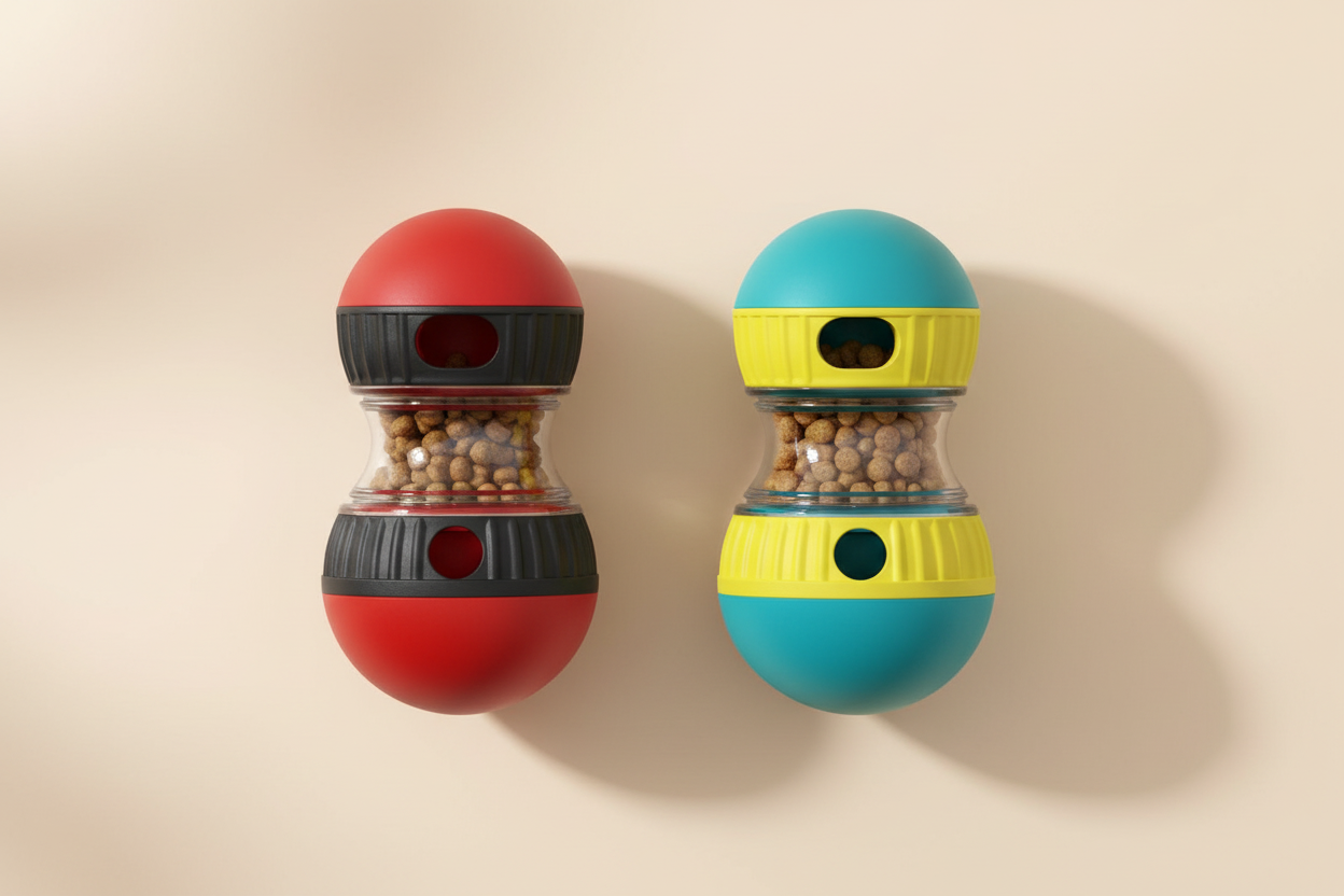 Snoutt CalmMind Treat Puzzle Toy - Red and Teal variants side by side