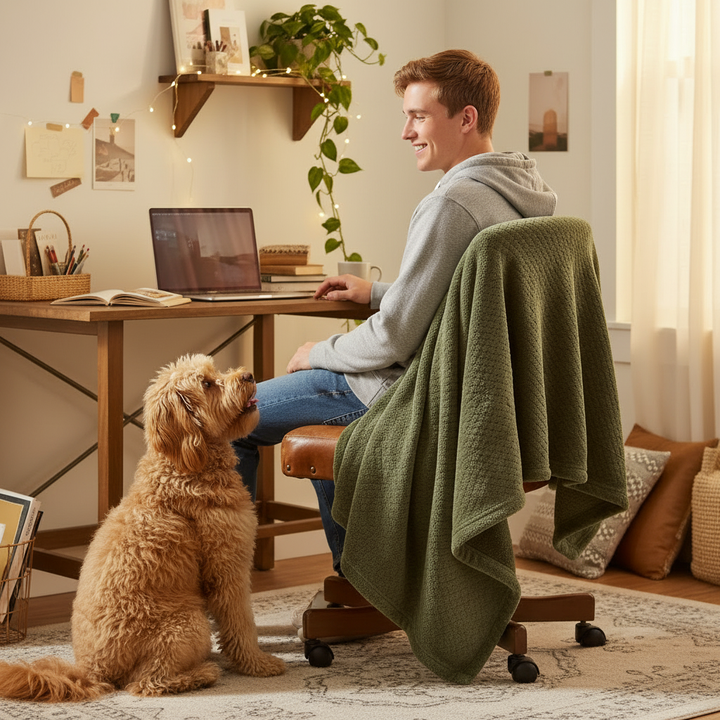 College Student with Goldendoodle