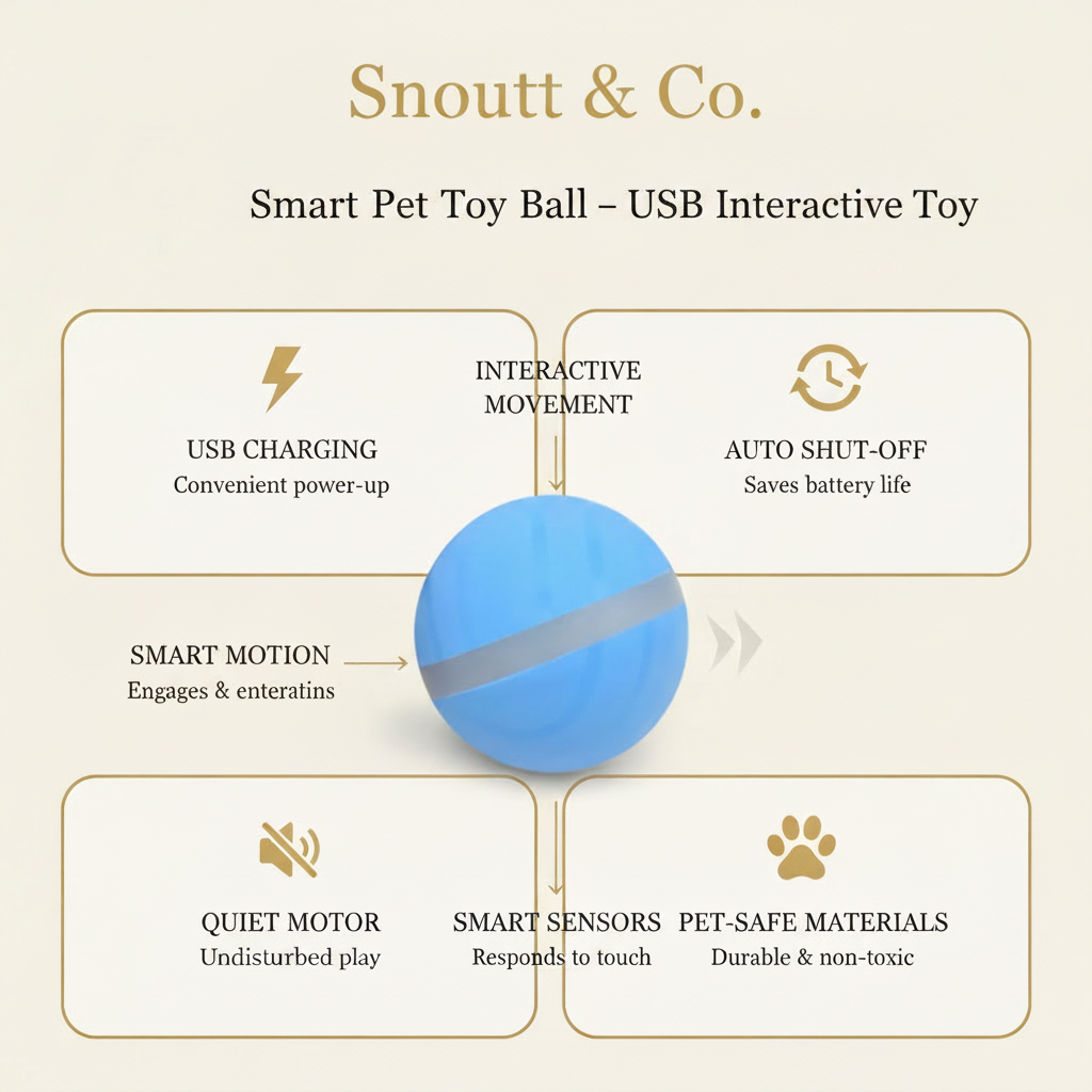 Smart Pet Toy Ball Feature Infographic