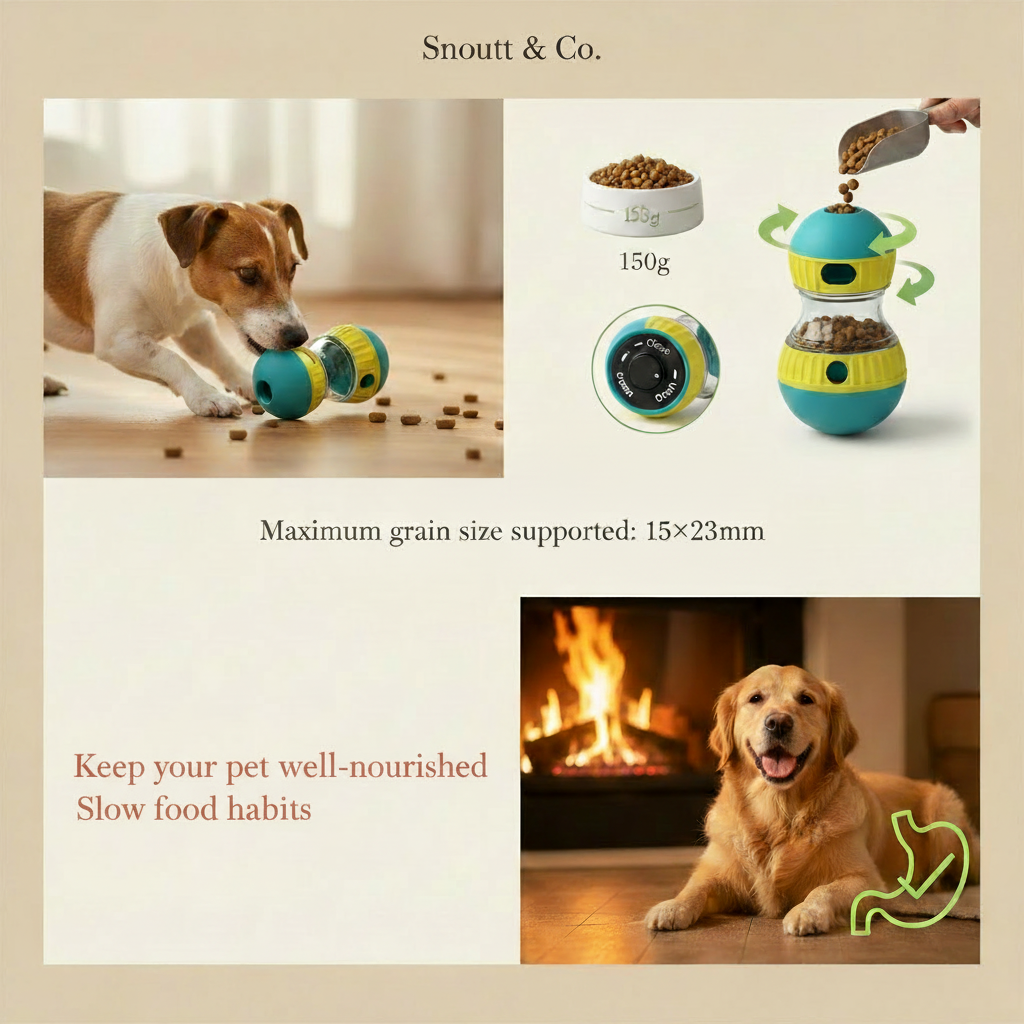 Infographic with Keep your pet well-nourished and Slow food habits restored