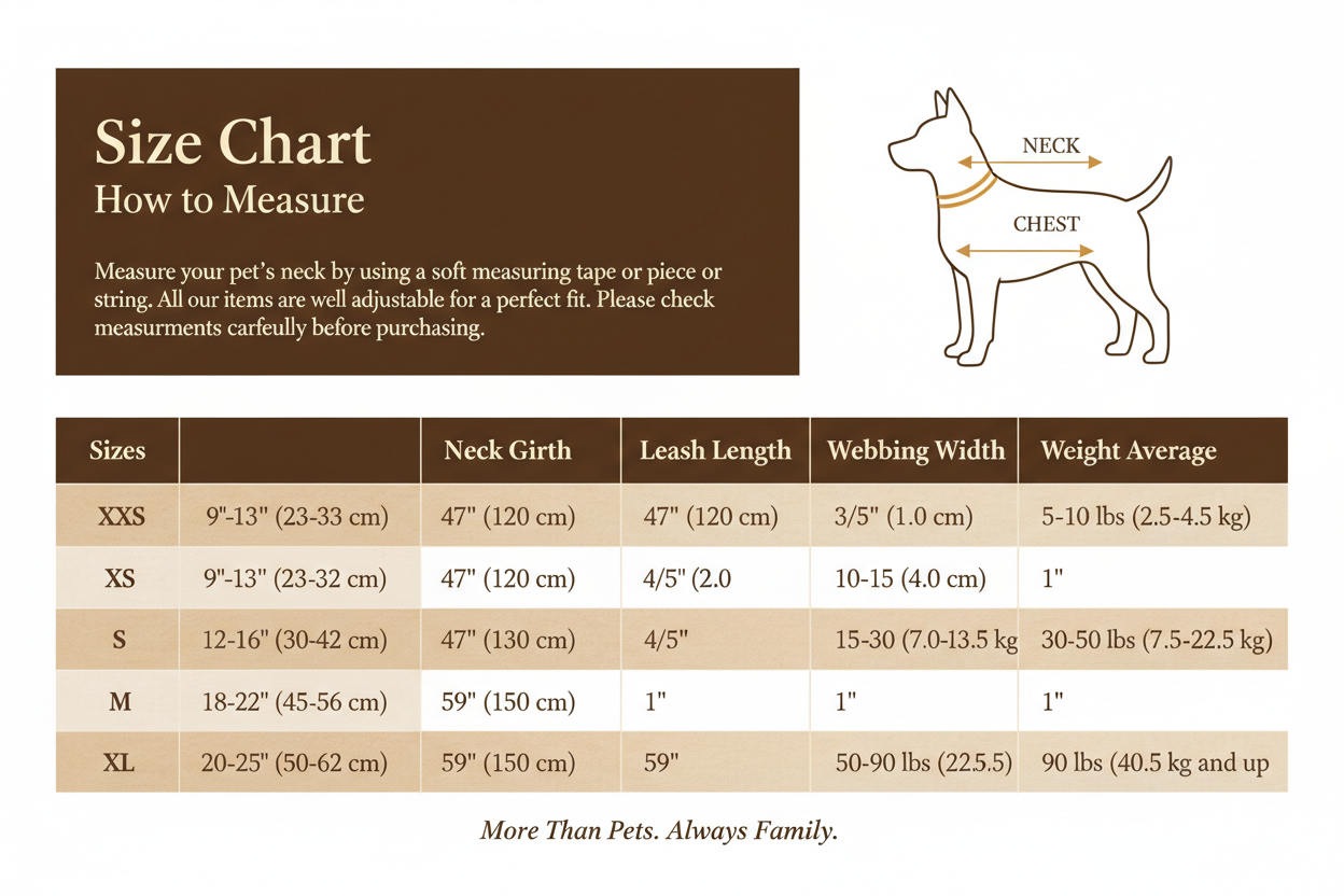 Snoutt & Co Size Chart – carefully