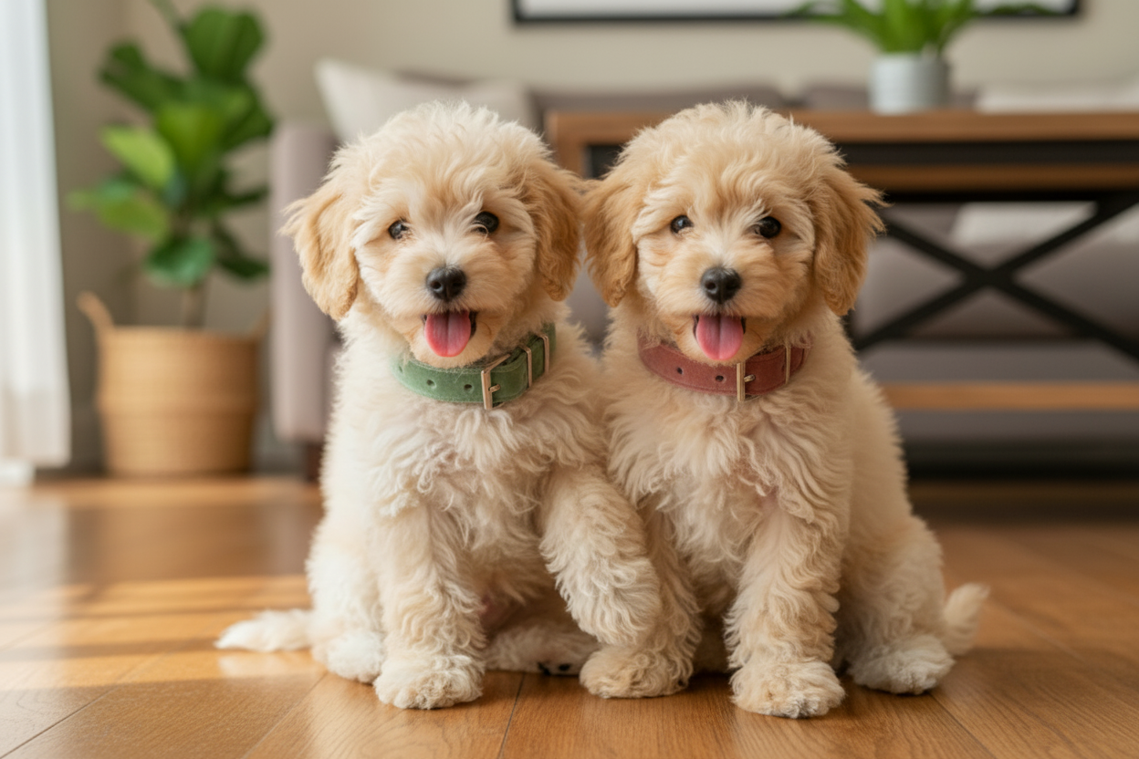 Two Puppies with Velvet Collars