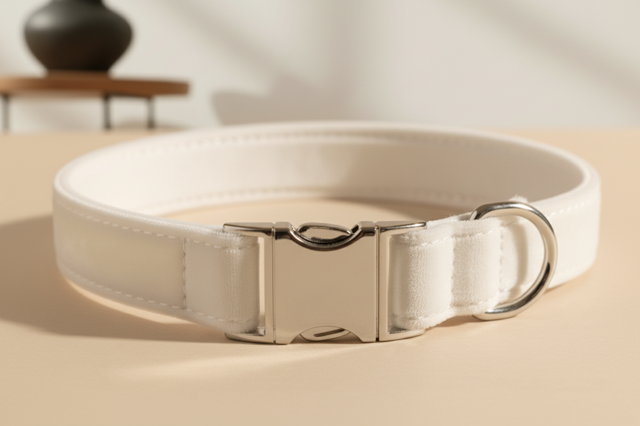 White Velvet Collar with Editorial Background